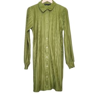 PrettyLittleThing Pleated Button Front Dress, Size 14